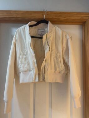 Ashley By 26 International Cream Cropped Bomber Jacket